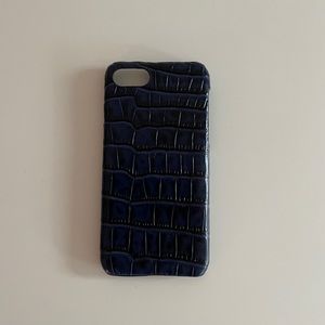&other stories iphone7 case crocodile print navy leather case